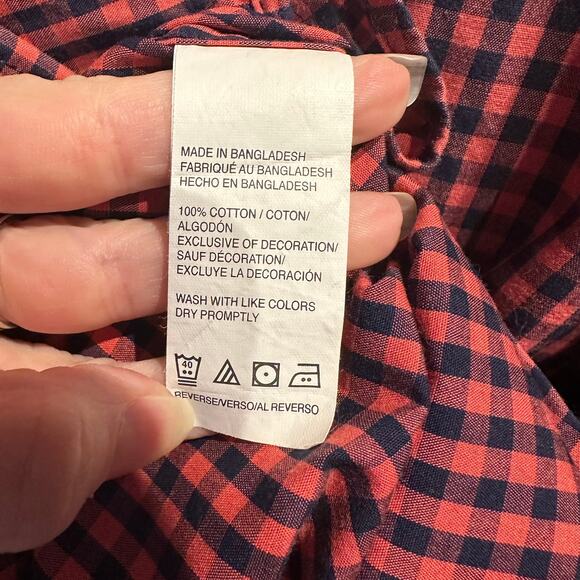 IZOD Size 4XL Long Sleeve Button Down Coral Navy Plaid Checkered Business Casual - Picture 7 of 8